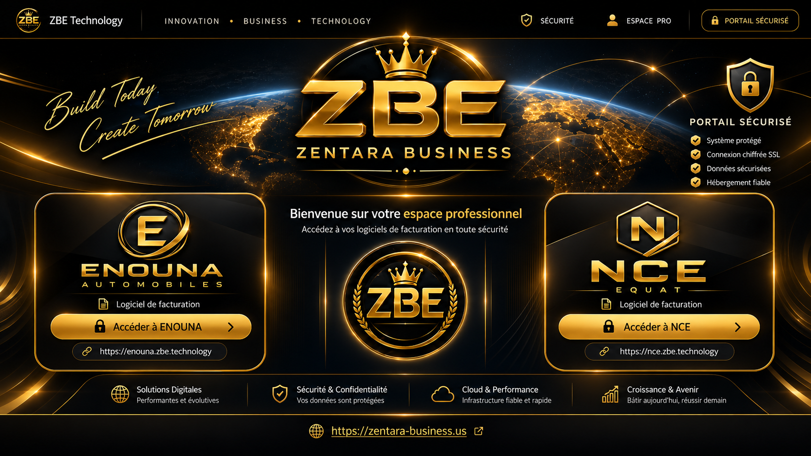 Portail ZBE Technology — accès aux logiciels de facturation ENOUNA et NCE